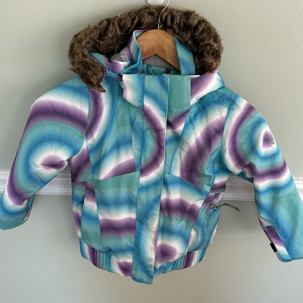 Girls spyder ski jacket with faux fur hood